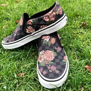 Van's NEW authentic, flowers over.checkerboard, 8